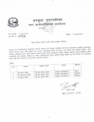 नतिजा प्रकाशित गरिएको ।