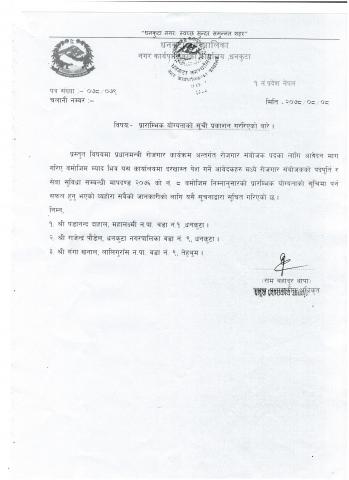 प्रारम्भिक योग्यताको सूची प्रकाशन गरिएको बारे ।